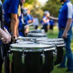 Drummers in formation at Band Camp Retreat