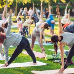 group yoga retreat, concept image.